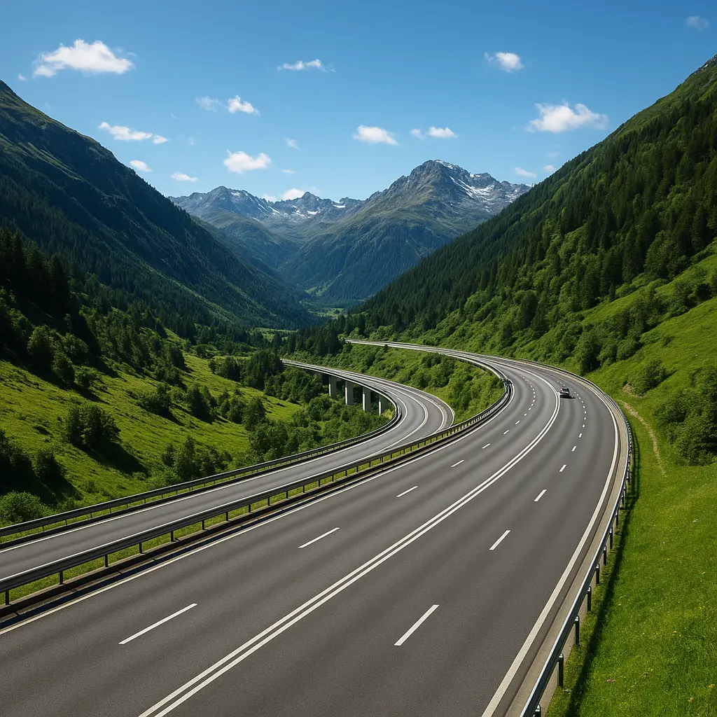 Moderne Schweizer Autobahn durch die Alpen