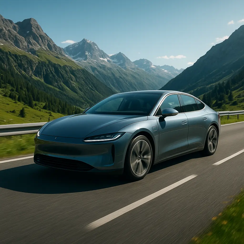 Auto fährt sicher auf Schweizer Autobahn